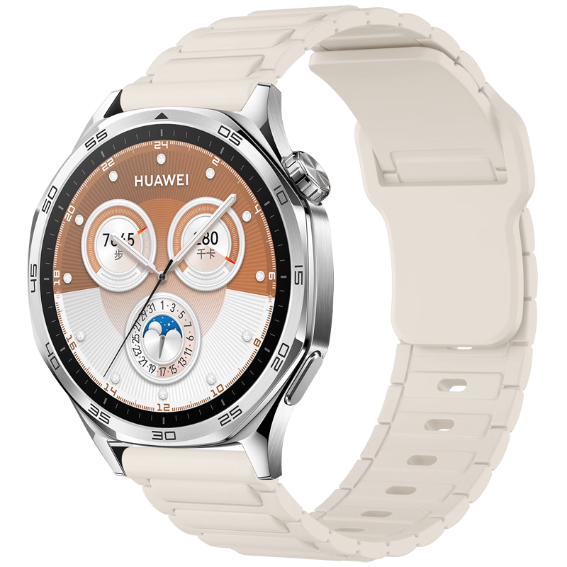 Weiqiantu Silicone Watch Strap for Huawei Watch 3/4 Pro/Watch GT3/2, I-Beam Texture, Premium Silicone with Pin Buckle, 42/43mm Dial, Starlight Color