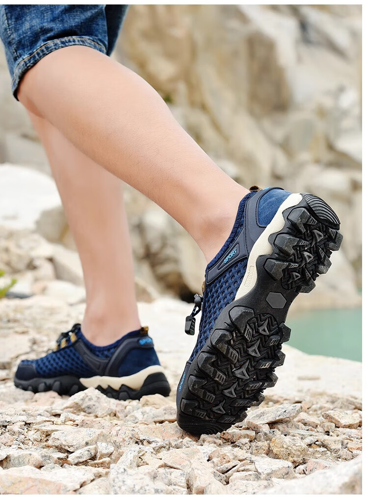 FOOTOPPO Men's Mesh Outdoor Water Shoes Hollow Mesh Sandals Summer Fishing Non-Slip Wear-Resistant Casual Sports Sandals 11