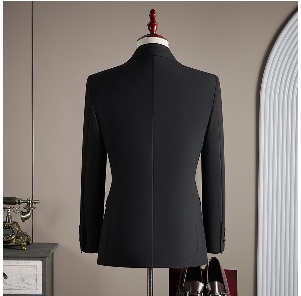 ROMON Men's Business Suit Set Blazer + Vest + Trousers Light Gray XL 24