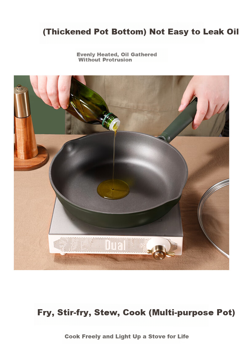 CaROTE Non-Stick Deep Frying Pan for Steak, Titanium Pan for Home Use with Induction Cooker, Egg Frying Pan, 26cm 5