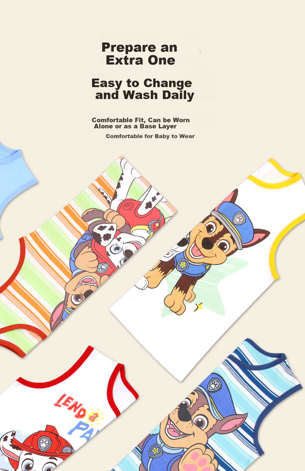 PAW PATROL Children's Vest Boys' Class A Cartoon Undershirt Summer Breathable Baby Sleeveless T-Shirt PA1913P2 105 3