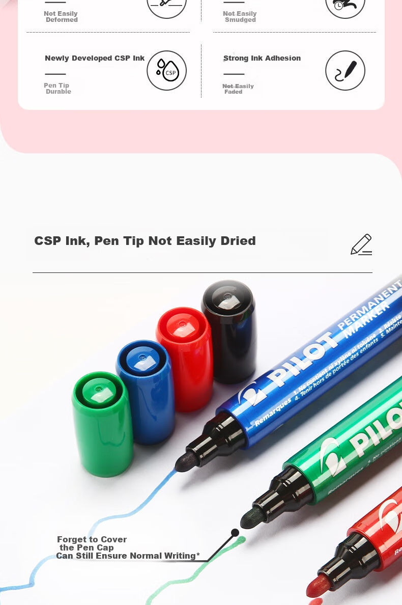 PILOT Oil-Based Marker Pen, Round Tip, Quick-Drying Marking Pen, SCA-100 F Tip, Green, 6-Pack 2