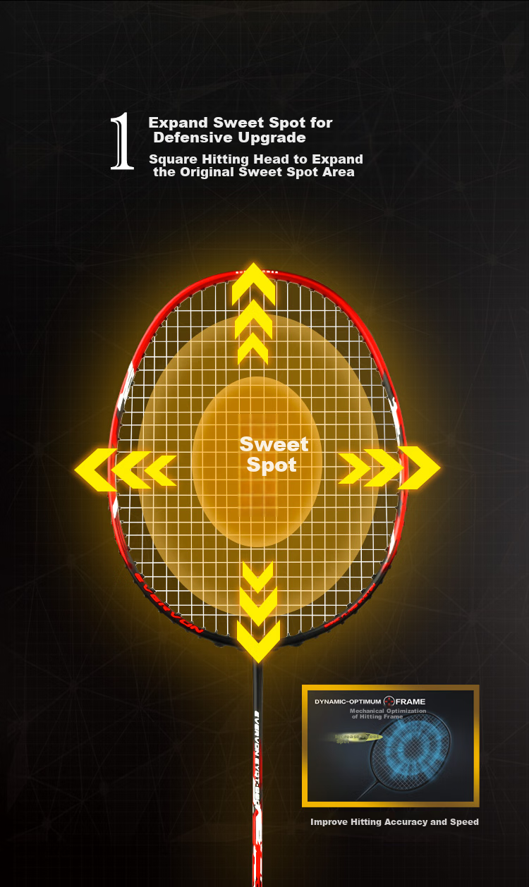 EVERVON Badminton Racket, Single Racket, Full Carbon Fiber, 3U Ultra-Light, Durable, for Adults And Children, Students, EYQT-990, China Red 3