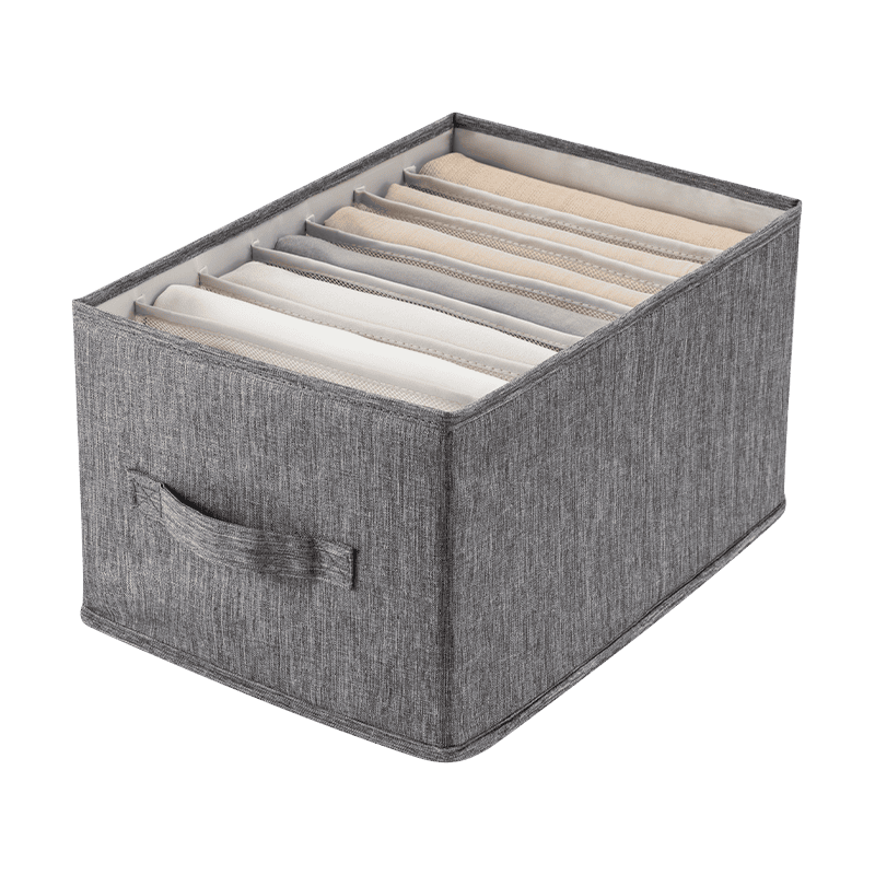 Left Corner Fabric Storage Box Household Wardrobe Clothes Divider Organizer Storage Box for Clothes and Pants - Dark Gray