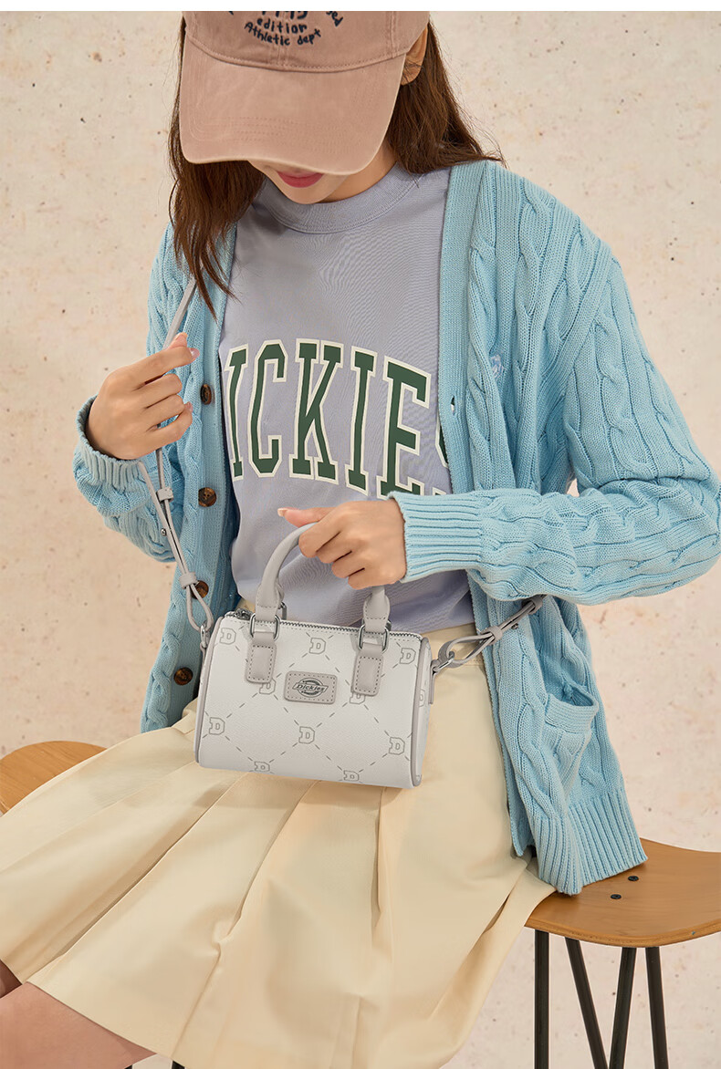 Dickies Crossbody Bag, Women's Shoulder Bag, Mini Floral Round Bucket Boston Bag, Versatile Handbag, Academic Blue, Goddess Day Gift 4
