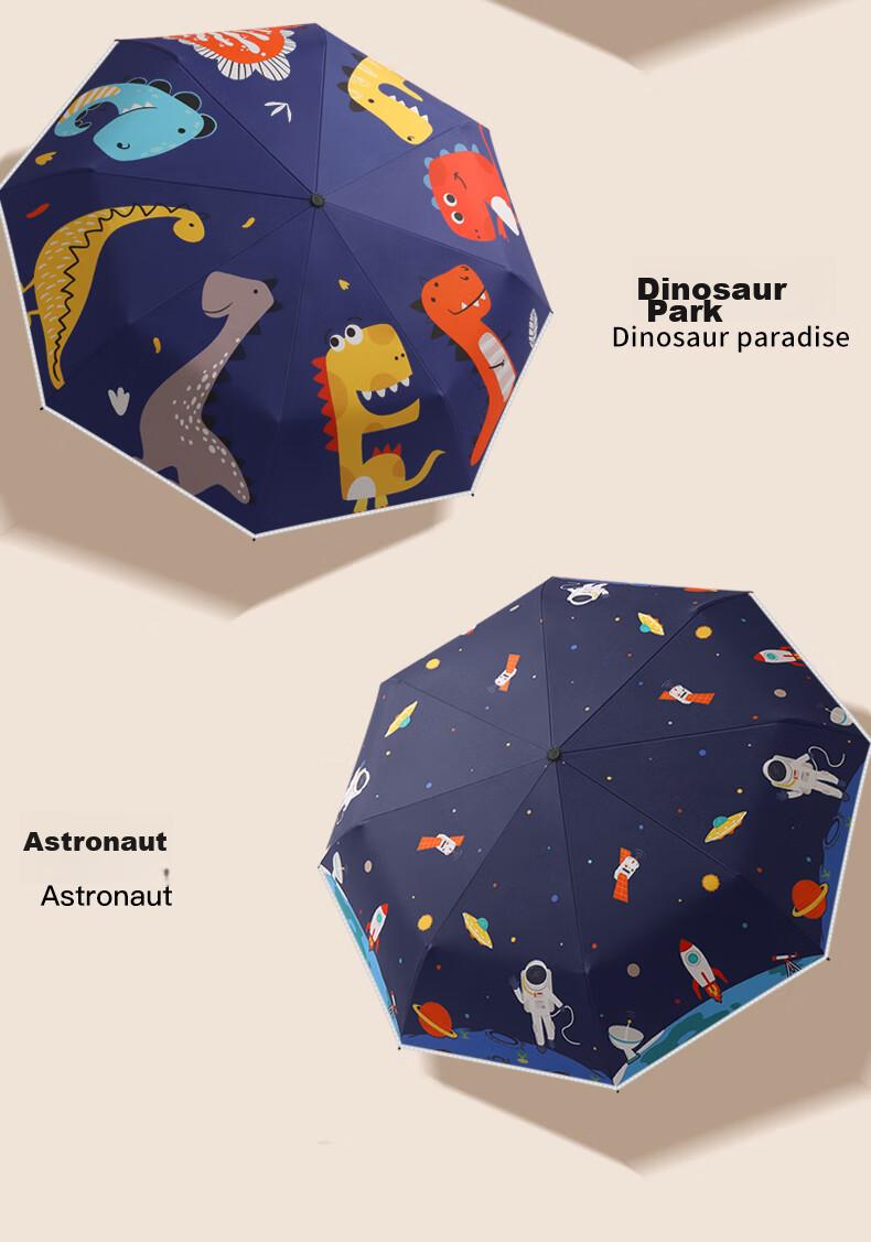 Qimaimai Fully Automatic Tri-Fold Children's Umbrella, Rain And Shine Umbrella, Student Umbrella with Night Reflective Strips for Safer Travel, Rainbow Pony Desig 2