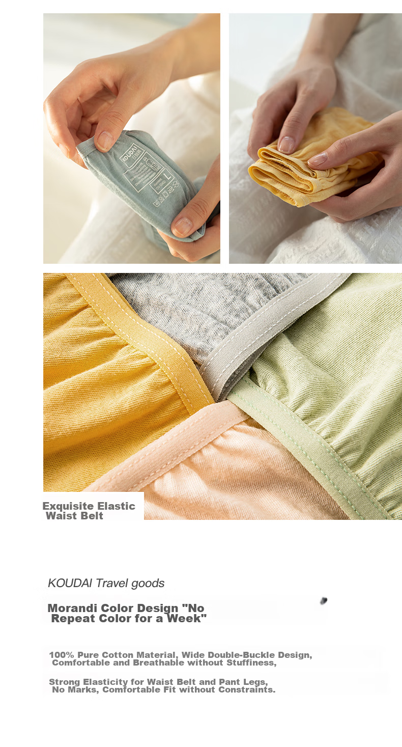 HINCLOUD Xin Yun 30 Disposable Underwear Travel Pure Cotton Daily Disposable No-Wash Shorts, Women's Morandi Mixed Colors M Size 7