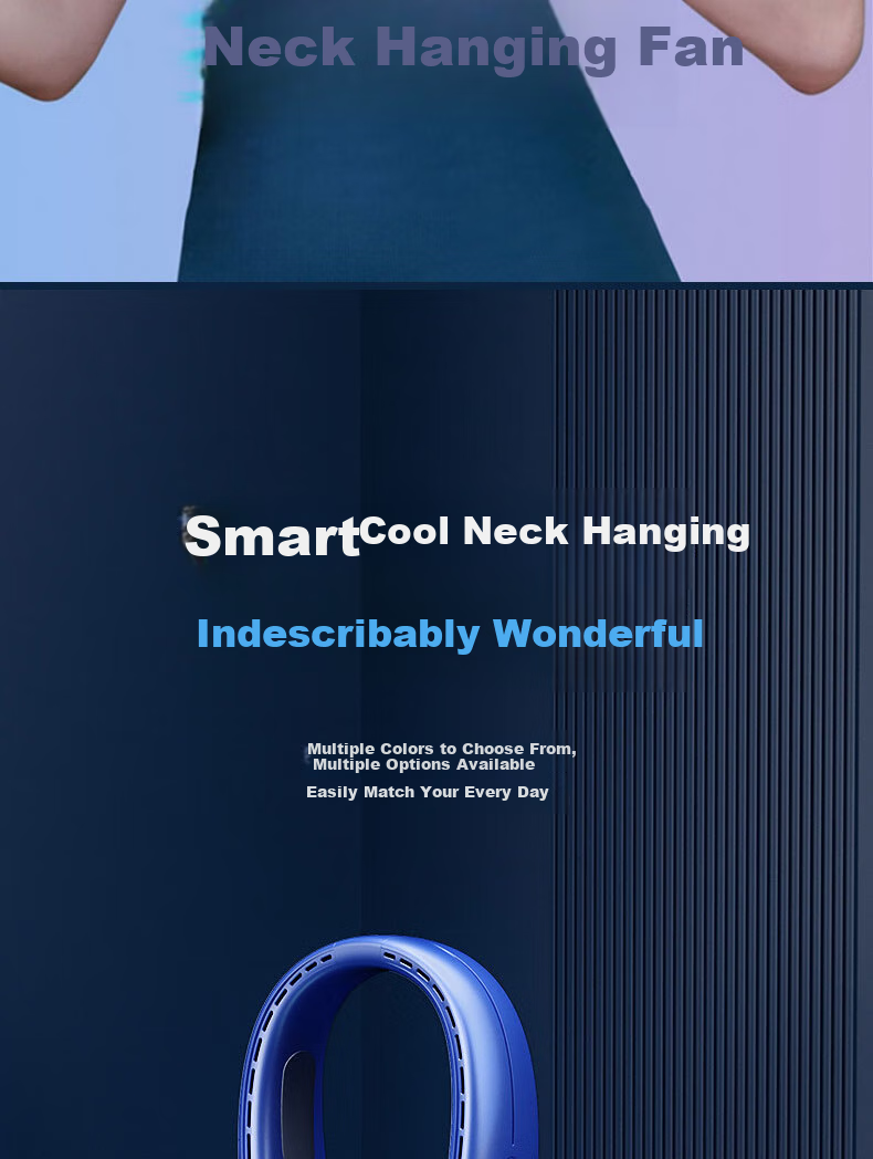 Dipuer Neck-Hanging Fan, Bladeless Cooling Head-Mounted Air Conditioner, Office Lazy Mini Portable Sports Outdoor Dormitory High-Power USB Rechargeable Fan - White 12