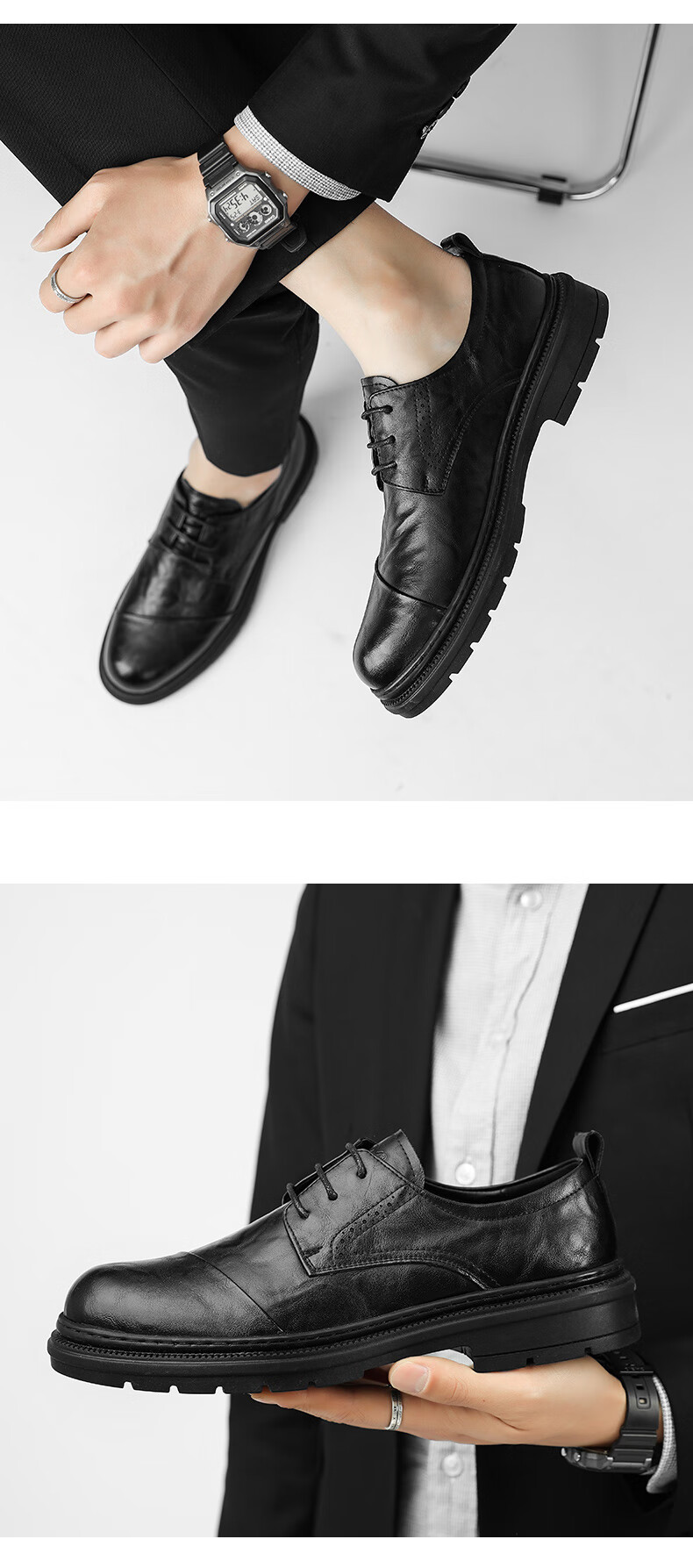 Bull Family New Men's Leather Shoes Business Casual British Style Spring Autumn Groom Wedding Formal Shoes 14