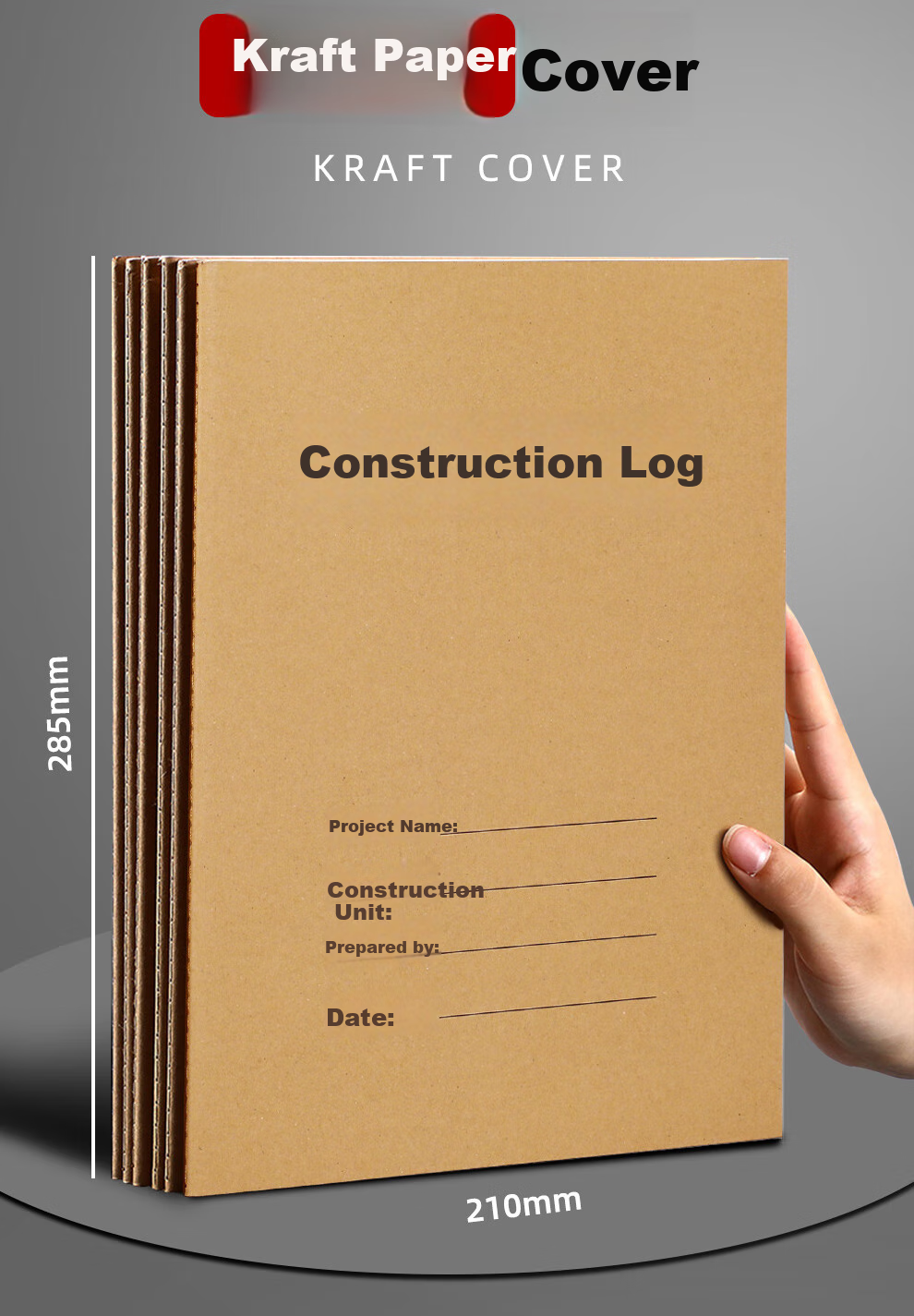 Jiaranheng 5-Pack A4 Large Construction Log Notebook, Building Site Diary, Work Progress Journal, Safety Construction Supervision Log, Engineering Manual, Customizable Notebook 2