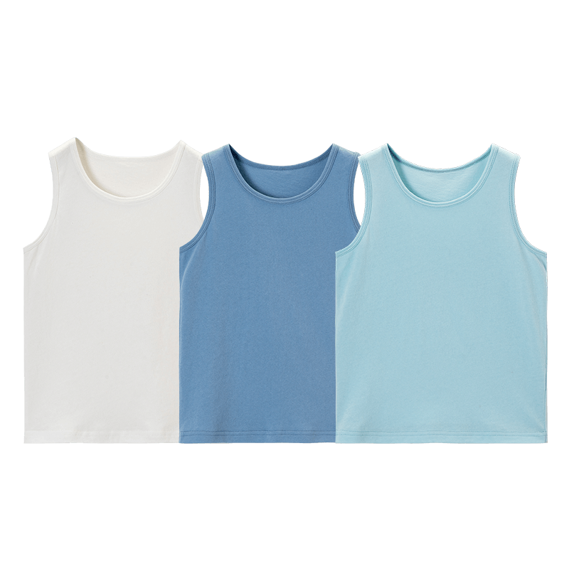 Dingguagua Boys' Breathable Pure Cotton A-Class Sleeveless Undershirt Tank Top Summer 3-Pack Style C Size 120