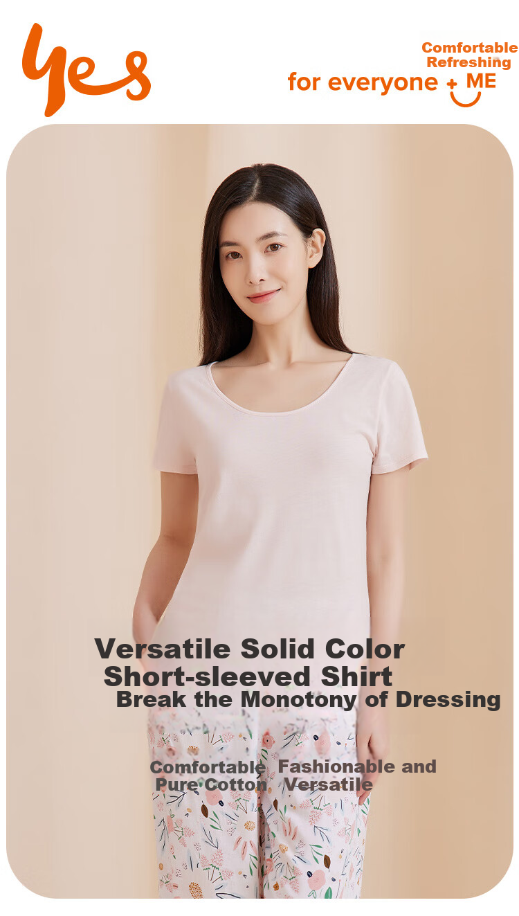 Yiershuang [60 Pieces 100% Pure Cotton] Women's Undershirt Short Sleeve Round Neck All-Cotton Soft Comfortable Base Shirt Pajama T-Shirt 1