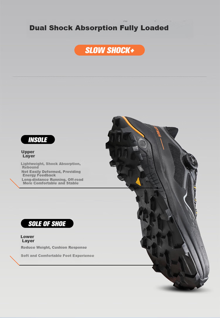 HUMTTO Mesh Hiking Shoes with Rotary Buckle Quick-Lace System, Men's Outdoor Comfortable Breathable Trekking Shoes, Black, Size 39 2