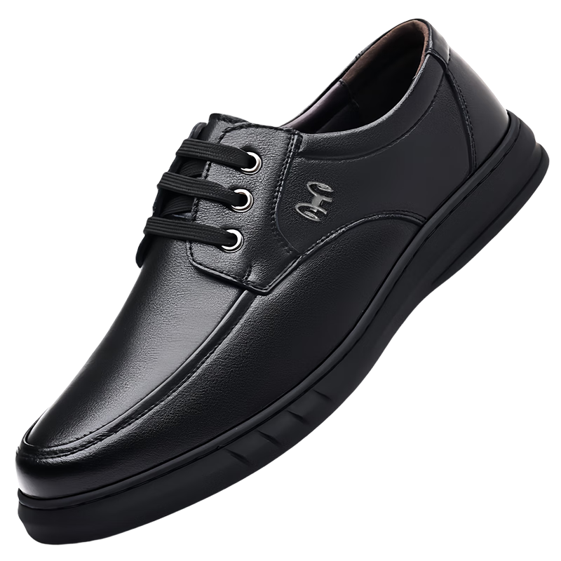 Hengyuanxiang Men's Slip-On Business Casual Lace-Up Breathable Driving Loafers J1627 Black Size 40