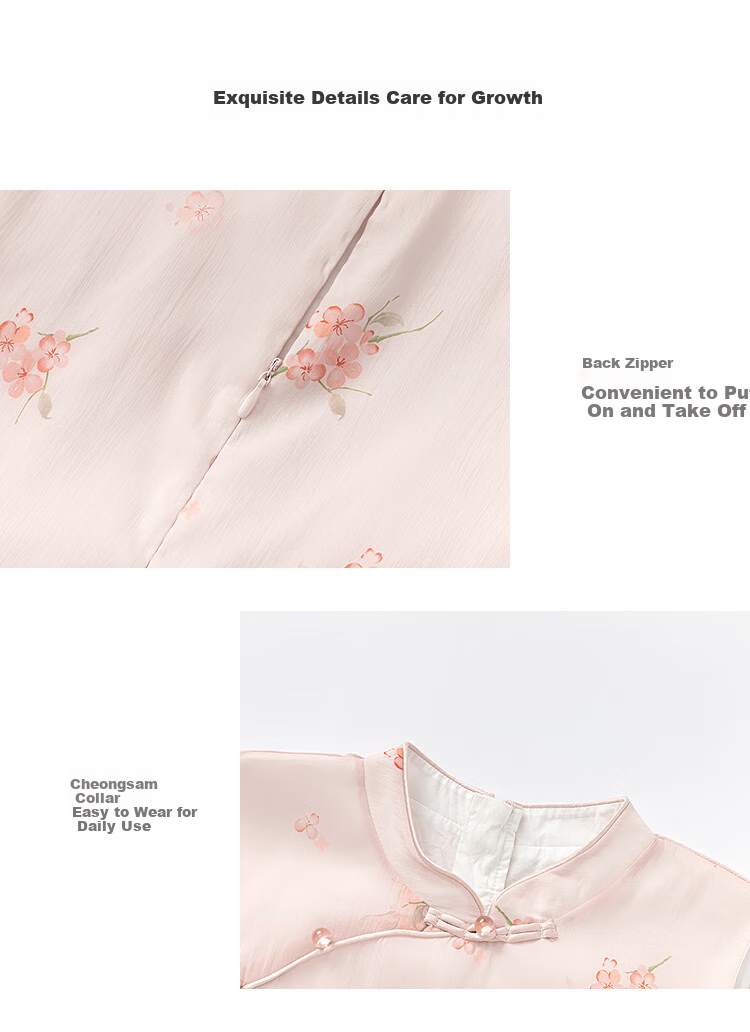 BALABALA Girls' Sleeveless Dress, New Chinese Style Dress, Baby Summer Outfit, Children's National Style Qipao Hanfu 2