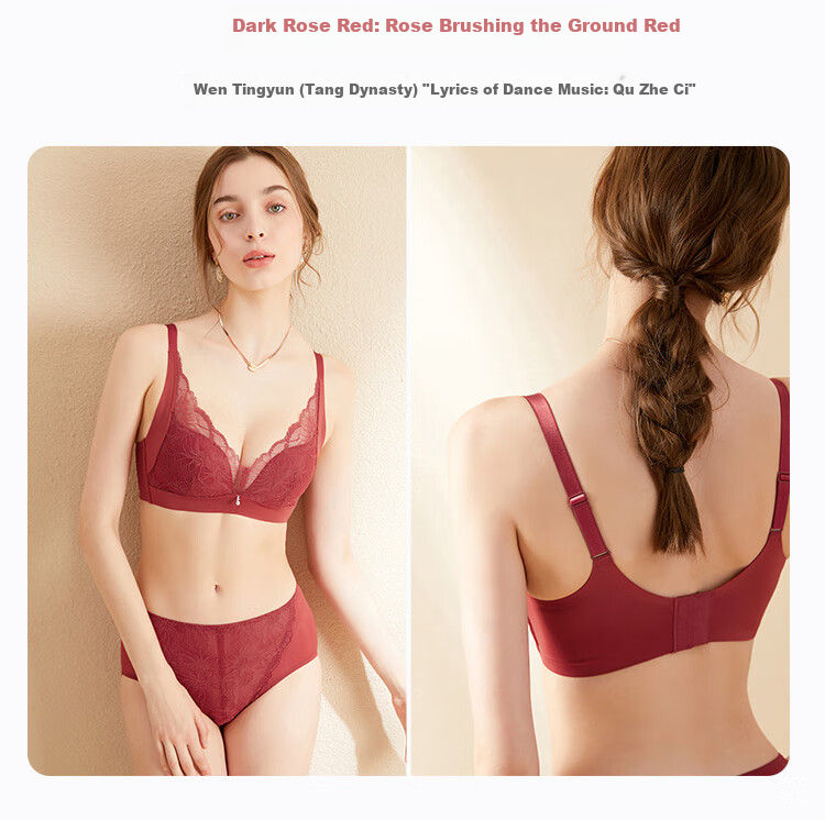 Ordifen Women's Wireless Bra Set with Lace Underwear, Push-Up Bra for Small Breasts XB0330 15