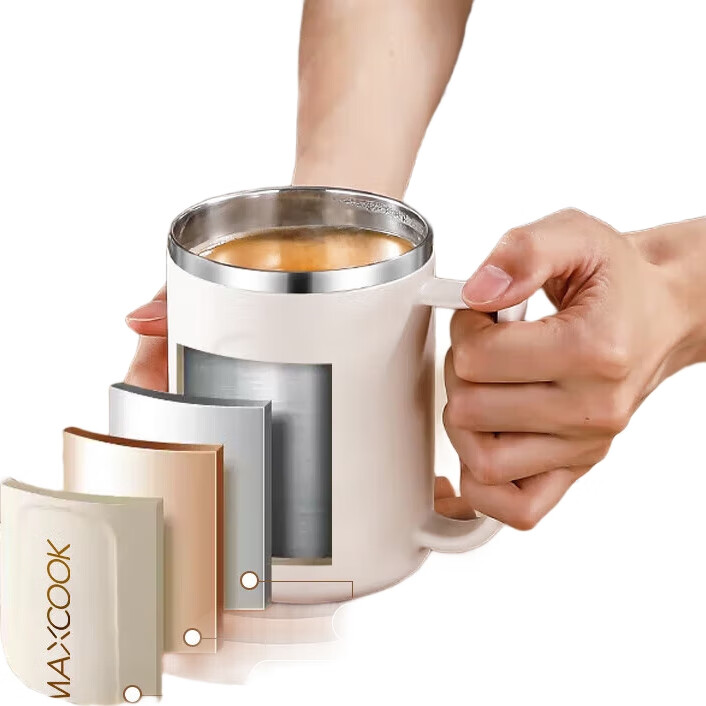 Термокружка MAXCOOK 500 мл, из нержавеющей стали 304, с крышкой и ложкой, для офиса, для чая и кофе