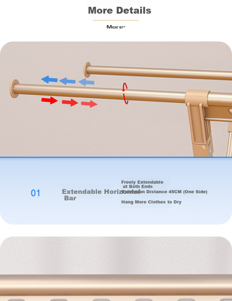 HKG Folding Aluminum Alloy Clothes Drying Rack, Extendable Indoor Balcony Household Clothes And Quilt Drying Stand 11