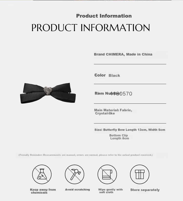 CHIMERA Chanel-Style Bow Heart Hair Clip, Top Clip, Spring Clip, Back of Head Half-Up Hairstyle Accessory, Women's Birthday Gift 2