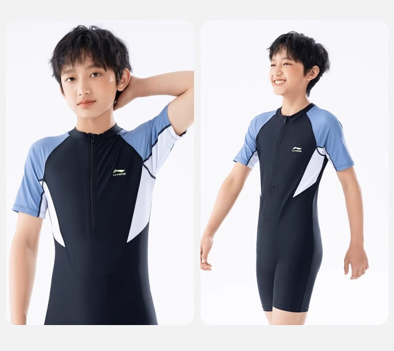 Li-Ning Children's Swimsuit, Boys' One-Piece Racing Swimwear for Older Kids And Teenagers Aged 12-16, Professional Competition Swimwear for Older Boys 18