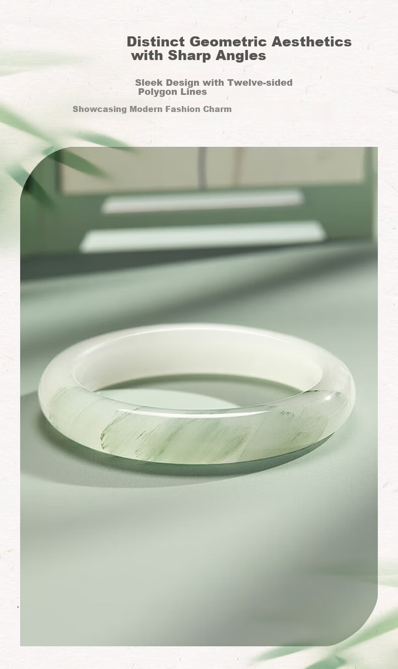 ALLOVE Tianshan Jade Bangle Women's Gold Silk Jade Bracelet Birthday Gift for Girlfriend Wife Wedding Anniversary 5