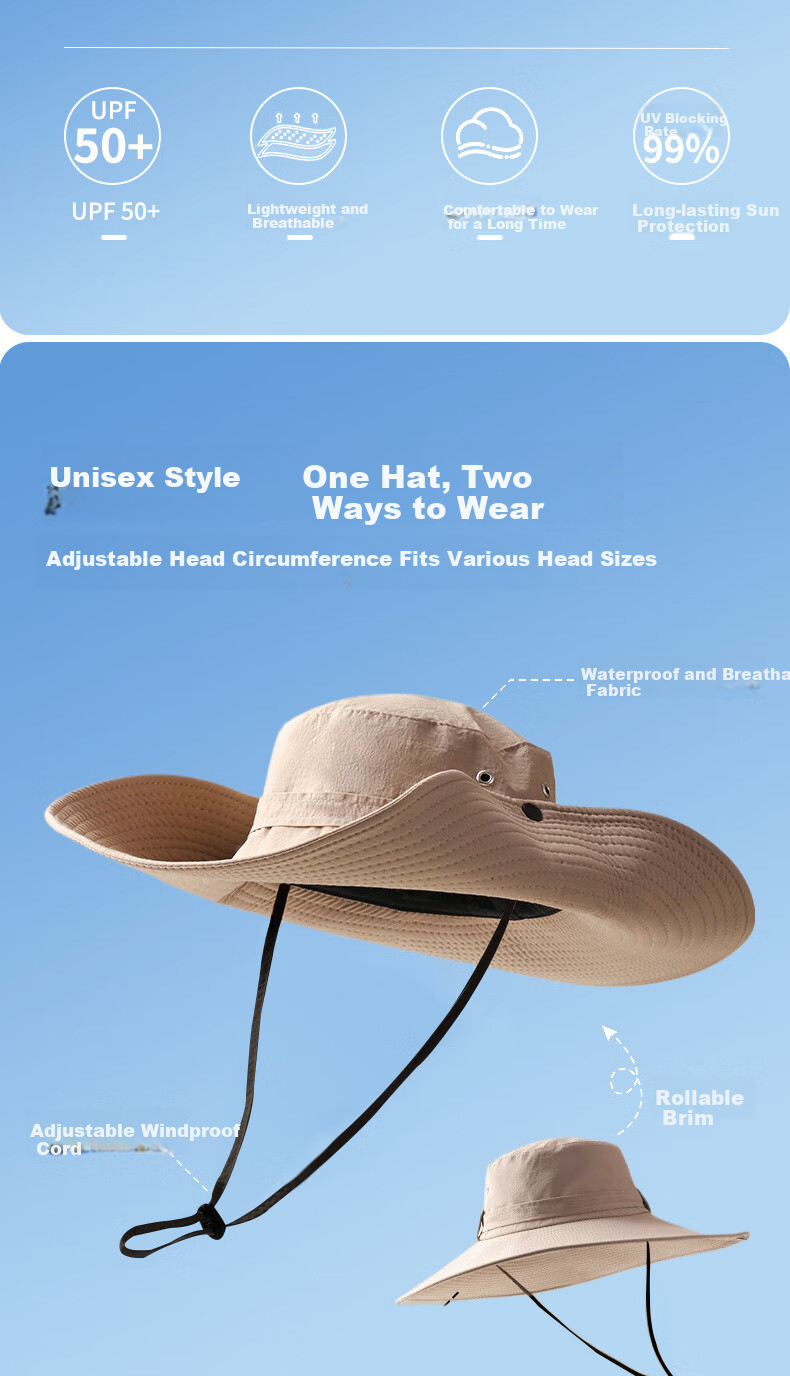 CARTELO Western Denim Hat, Women's Fisherman Hat, Sun Protection Hat, Summer Outdoor Sun Hat, Sunhat, Hiking And Mountaineering Hat for Me 1