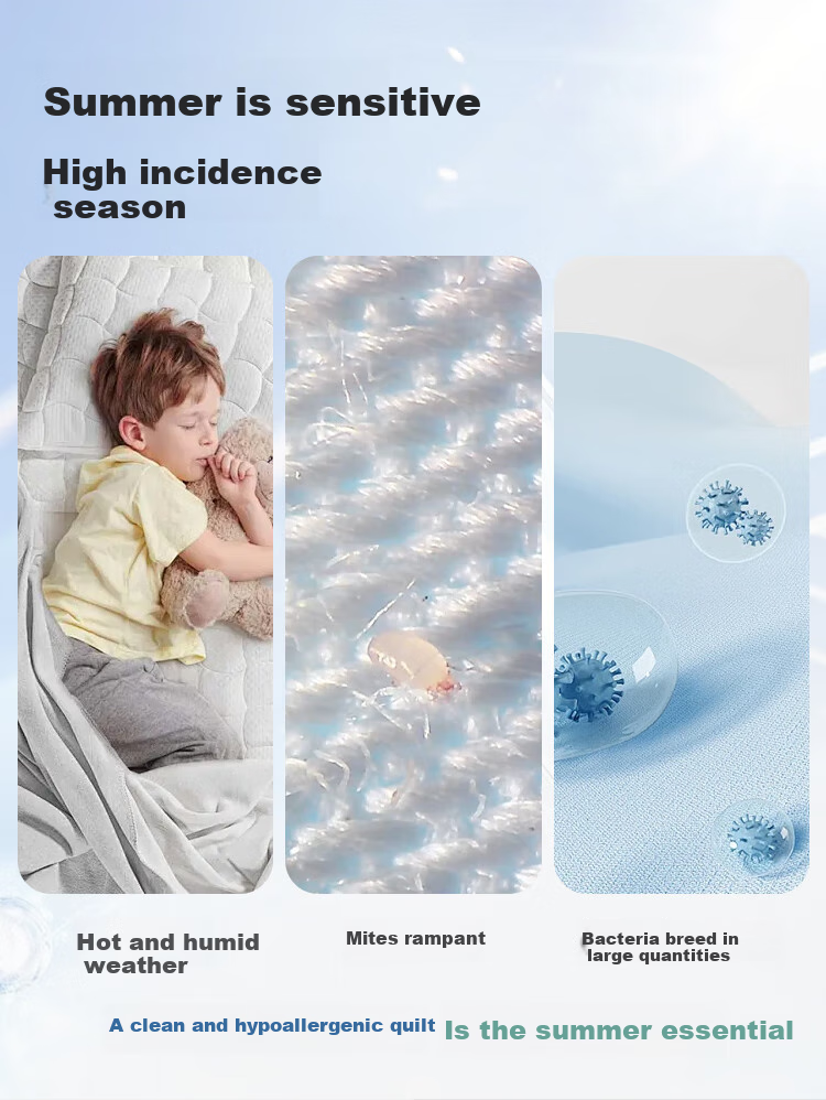 Anmino Anti-Mite Antibacterial Ice Silk Summer Cool Quilt, Class A Summer Air Conditioning Quilt, Machine Washable, Bare Sleeping Single Thin Quilt, Cooling Sensation Value 0.25 2