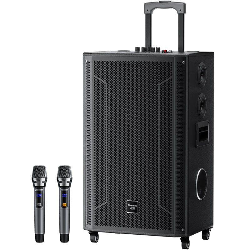 Newmine N539, 15-Inch Square Dance Bluetooth Speaker, High-Power Outdoor Portable Trolley, Home Karaoke, Large Volume Wireless Speaker, Long Battery Life, Dual Microphones, 29 Speakers