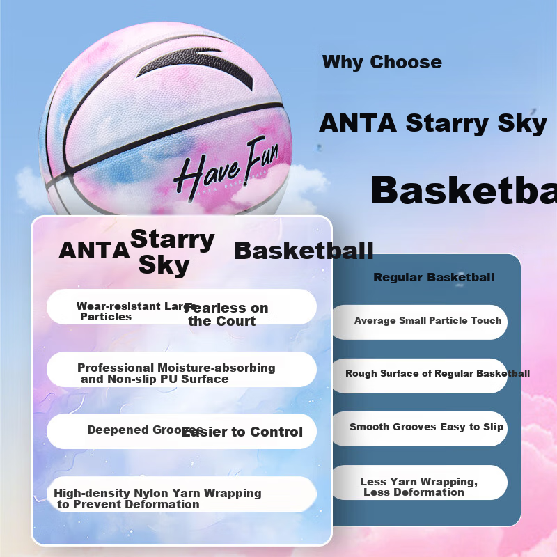 ANTA Basketball Size 7 Professional Competition Standard Indoor And Outdoor Cement Court Basketball for Adults And Teenagers, Men And Women, Gift