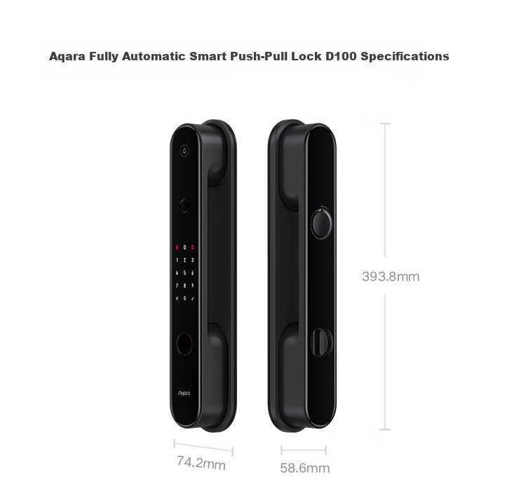 Aqara Smart Door Lock D100 Fully Automatic Sliding Fingerprint Lock, Integrated with Mijia APP/iOS HomeKit, Carbon Black 24