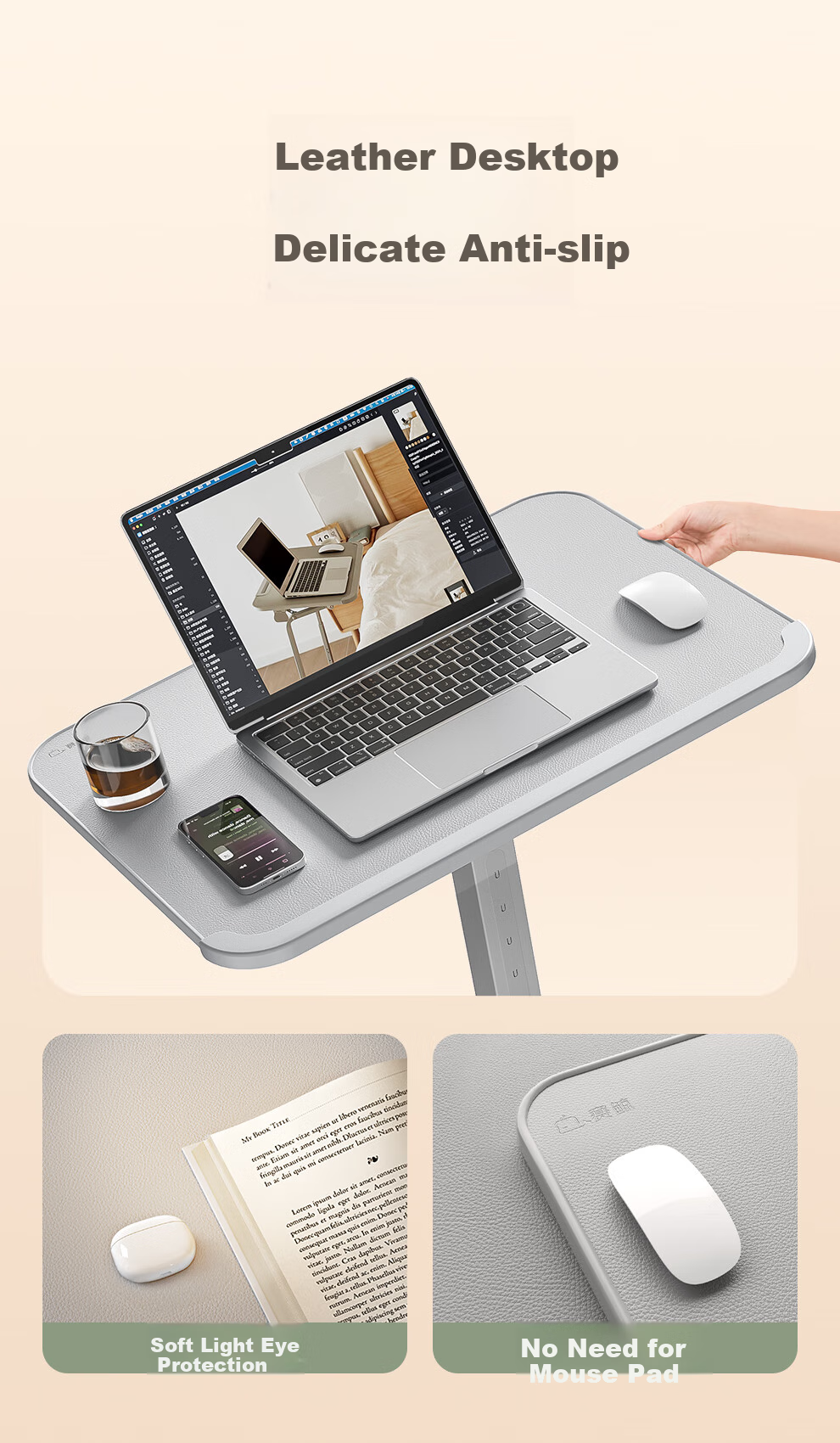 Saijing F1 Computer Desk, Office Desk, Foldable And Height Adjustable Desk, Home Computer Bedside Mobile Study Writing Desk, Living Room Laptop Desk 4