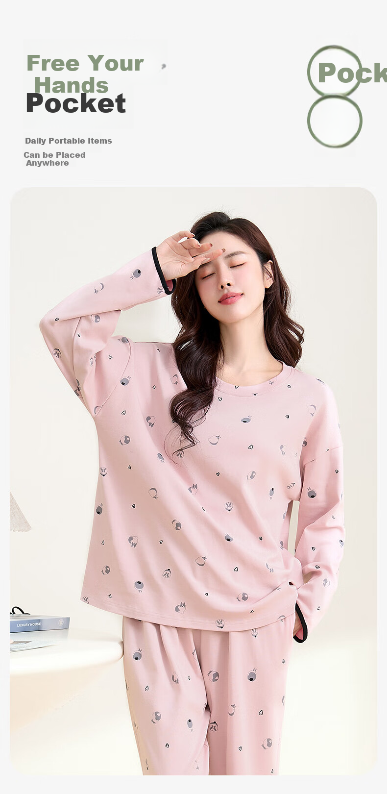 FENTENGCARE Women's Pajamas, Spring 2026 New Collection, Pure Cotton Soft Cotton Cute Cat Home Wear Set for Wome 5