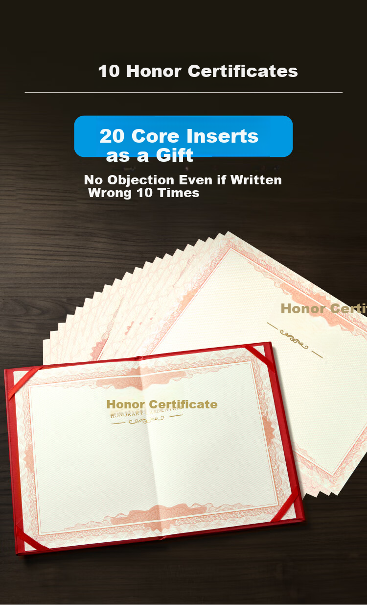 DSB (Disbi) 8K/10 Pack Medal Gold-Stamped Honor Certificate Shell, Award Certificate Blank Diploma Training Certificate, with 20 Inner Pages, 050831 3
