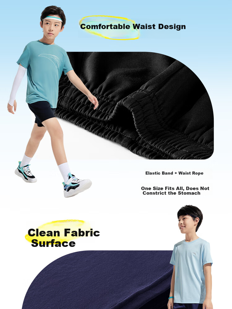 ANTA Children's Knitted Shorts, Boys' Summer Breathable Skin-Friendly Loose Shorts, A52527719 7