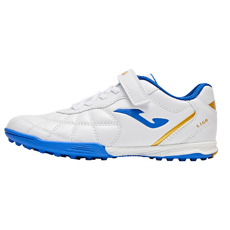 JOMA 2025 New Velcro Children's Soccer Shoes TF Turf Studs Youth Primary School Training Shoes White/Blue Size 32