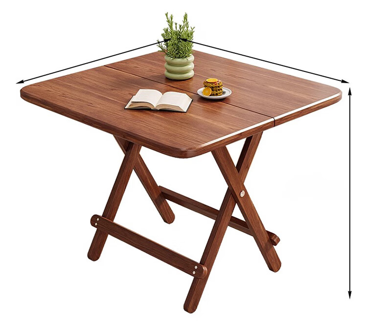 Yupin Foldable Round Dining Table, Simple Home Dining Table for Small Apartments, Outdoor Living Room Table And Chairs CJ123 Square Table Walnut 80 17