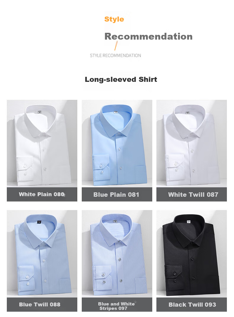 FIRS Long-Sleeve Shirt for Men, Business Formal Wear, Casual Solid Color Wrinkle-Free Dress Shirt for Men, Blue Baitiao 097 39 4