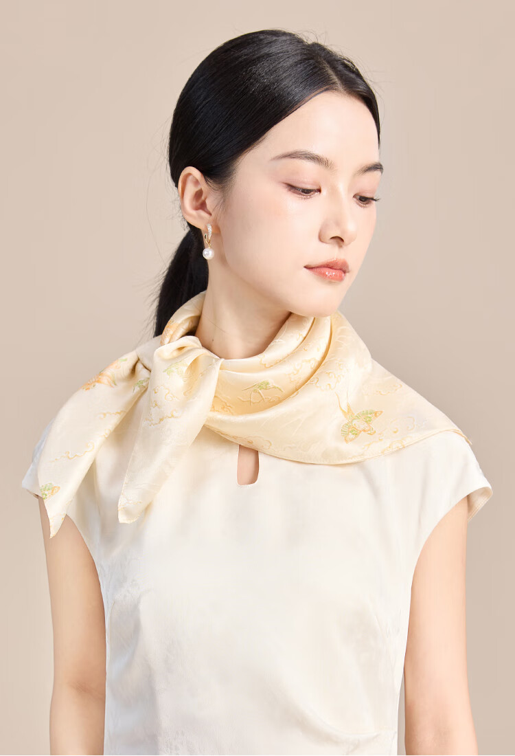 JIUMU 100% Mulberry Silk Scarf Square Shawl for Women Mother's Day Gift Birthday Present Gift Box Set 13