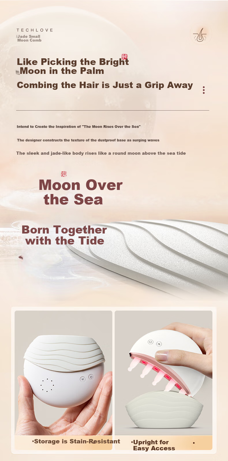 Keaiyuansu Small Moon Comb Gift Box Edition, Red Light Stimulating Comb for Hot Compress Head And Scalp Massage Meridian Comb, Hair Health Comb with Five-Finger Wide Teeth, Mid-Autumn Festival Gift for Parents Or Girlfriend, Practical Present 10