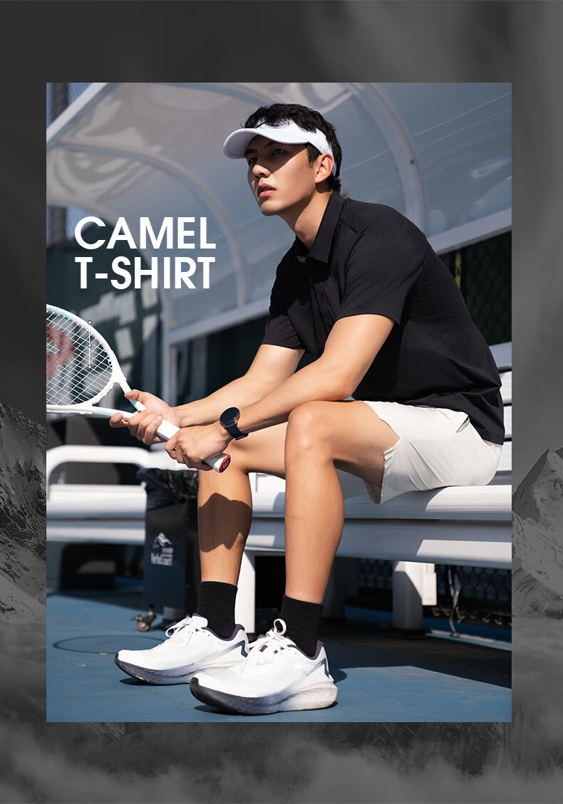 CAMEL Outdoor Polo Shirt Quick-Dry Running Men's Spring And Summer Breathable Cool-Feeling Loose-Fit Collared Short-Sleeve Top 5012J S 6