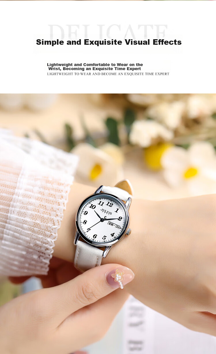 Julius Watch for Women, Retro Dual Calendar Elegant Versatile Youth Quartz Student Exam Watch, Versatile Black JA-1472B 11