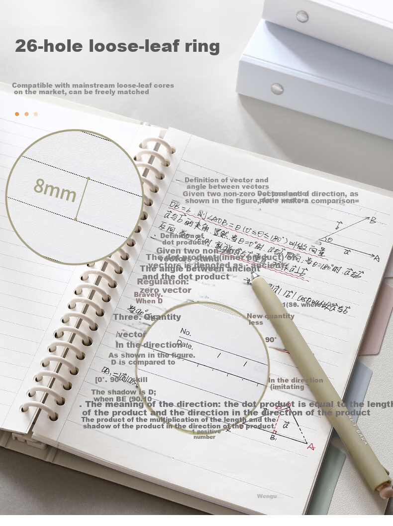 Wengu Loose-Leaf Notebook A5/44 Pages Detachable Plastic Clip Notebook, Fresh And Stylish High-Quality Notebook Simple Journal for College Students Writing And Note-Taking FPHY003(A5) Blue 3