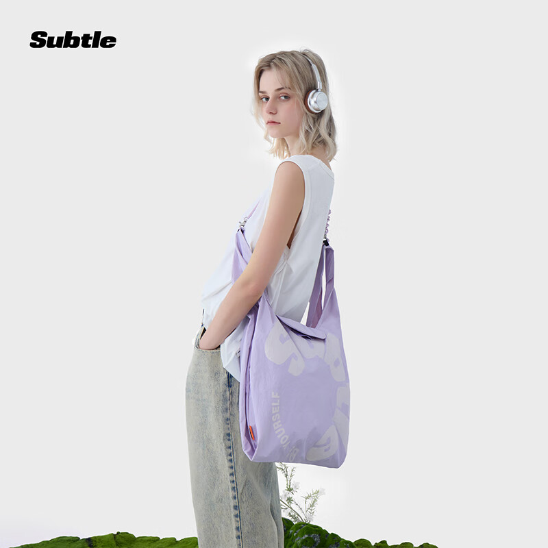Subtle New Sports Crossbody Shoulder Bag, Tote Bag, Canvas Bag, Lightweight Foldable Large Capacity, Mint Milk