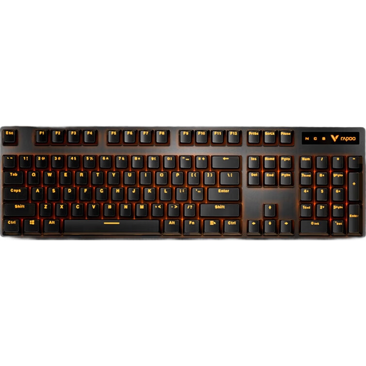 Механическая клавиатура Rapoo V500PRO, проводная, полноразмерная, 104 клавиши, анти-гостинг, коричневые переключатели, однотонная подсветка, черный