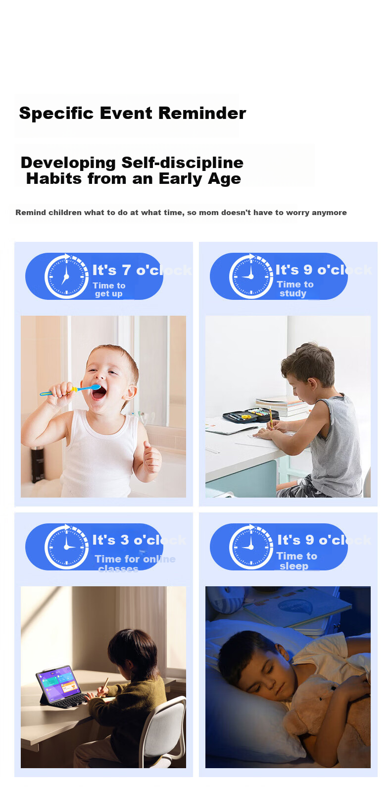 Yajia Smart Alarm Clock, AI Voice Time Management Device, Children's Educational Tool, Student Learning Self-Discipline Manager, Timer 5