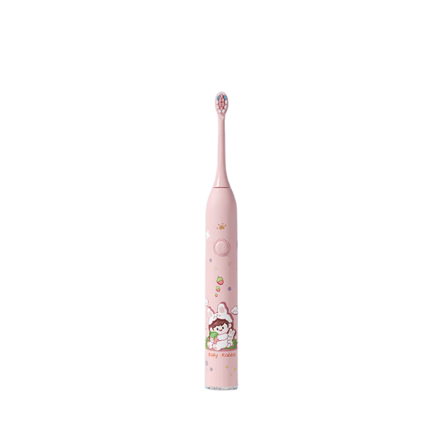 AUX Kids Electric Sonic Toothbrush for Ages 5-15, Soft Bristles, Gum Care, Long Battery Life, Teen Toothbrush for 12+ Years, Pink Bunny A1 with 6 Brush Heads + Travel Case