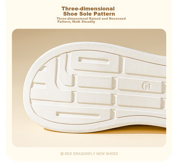 RED DRAGONFLY Women's Shoes, 2026 Autumn White Sneakers, Thick-Soled Heightening Versatile Casual Lightweight WPB15049, Apricot Color, Size 35 5