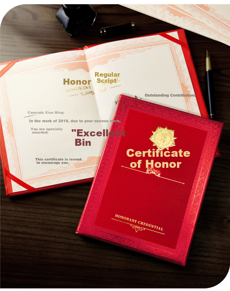 DSB (Disbi) 8K/10 Pack Medal Gold-Stamped Honor Certificate Shell, Award Certificate Blank Diploma Training Certificate, with 20 Inner Pages, 050831 11