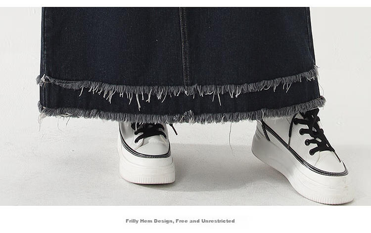 JEANSWEST Denim Skirt for Women, 2024 Autumn Vintage Style, Petite French A-Line Slimming Design, Dark Blue, Size S 11