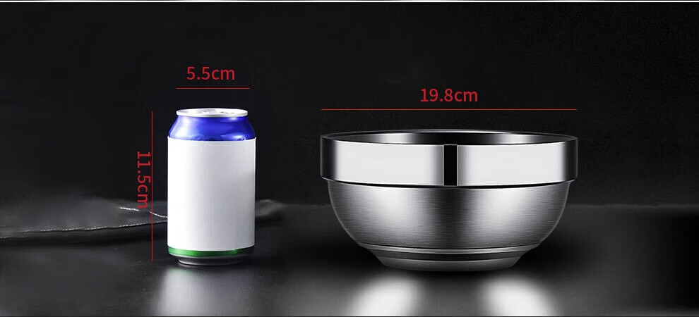Caitang Smart 304 Stainless Steel Double-Layer Insulated Anti-Scald Soup Bowl for School Canteen Platinum Bowl 11.5cm Jingcang 2